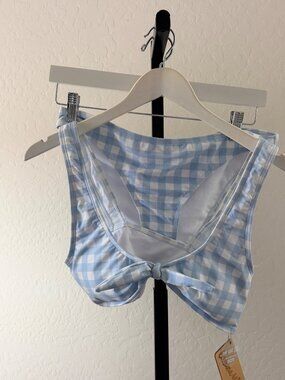 New! Cabana Del Sol Blue Checkered Bikini Set sz L
